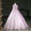 Elegant Lavender Beading Sequins Butterfly Prom Dresses 2026 Ball Gown Off-The-Shoulder Long Sleeve Backless Floor-Length / Long Formal Dresses