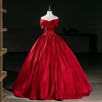 Vintage Originale Bordeaux Perlage Perle En Dentelle Fleur Paillettes Robe De Bal 2026 Robe Boule De L Épaule Manches Courtes Dos Nu Longue Robe De Ceremonie