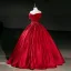 Vintage / Retro Burgundy Beading Pearl Lace Flower Sequins Prom Dresses 2026 Ball Gown Off-The-Shoulder Short Sleeve Backless Floor-Length / Long Formal Dresses