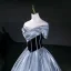 Vintage / Retro Sky Blue Prom Dresses 2026 Ball Gown Off-The-Shoulder Short Sleeve Backless Floor-Length / Long Formal Dresses
