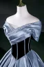 Vintage / Retro Sky Blue Prom Dresses 2026 Ball Gown Off-The-Shoulder Short Sleeve Backless Floor-Length / Long Formal Dresses
