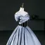 Vintage / Retro Sky Blue Prom Dresses 2026 Ball Gown Off-The-Shoulder Short Sleeve Backless Floor-Length / Long Formal Dresses