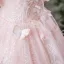Lovely Pearl Pink Appliques Sequins Butterfly Lace Flower Tassel Prom Dresses 2025 Ball Gown Spaghetti Straps Short Sleeve Backless Floor-Length / Long