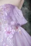 Chic / Beautiful Lavender Beading Sequins Prom Dresses 2025 Ball Gown Off-The-Shoulder Short Sleeve Backless Floor-Length / Long Formal Dresses