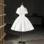Vintage / Retro Ivory Beading Homecoming Graduation Dresses 2026 Ball Gown High Neck Short Sleeve Backless Knee-Length Formal Dresses