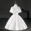 Vintage / Retro Ivory Beading Homecoming Graduation Dresses 2026 Ball Gown High Neck Short Sleeve Backless Knee-Length Formal Dresses
