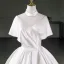 Vintage / Retro Ivory Beading Homecoming Graduation Dresses 2026 Ball Gown High Neck Short Sleeve Backless Knee-Length Formal Dresses