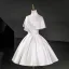 Vintage / Retro Ivory Beading Homecoming Graduation Dresses 2026 Ball Gown High Neck Short Sleeve Backless Knee-Length Formal Dresses