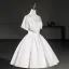 Vintage / Retro Ivory Beading Homecoming Graduation Dresses 2026 Ball Gown High Neck Short Sleeve Backless Knee-Length Formal Dresses