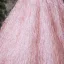 Charming Candy Pink Tassel Prom Dresses 2025 Ball Gown Off-The-Shoulder Short Sleeve Backless Floor-Length / Long Formal Dresses