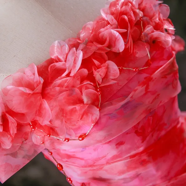 Fancy Fuchsia Beading Appliques Prom Dresses 2025 Ball Gown Off-The-Shoulder Short Sleeve Backless Floor-Length / Long Formal Dresses