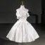 Chic / Beautiful Ivory Pearl Bow Short Homecoming Graduation Dresses 2026 Strapless Ball Gown Sleeveless Backless Formal Dresses