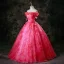 Fancy Fuchsia Beading Appliques Prom Dresses 2025 Ball Gown Off-The-Shoulder Short Sleeve Backless Floor-Length / Long Formal Dresses
