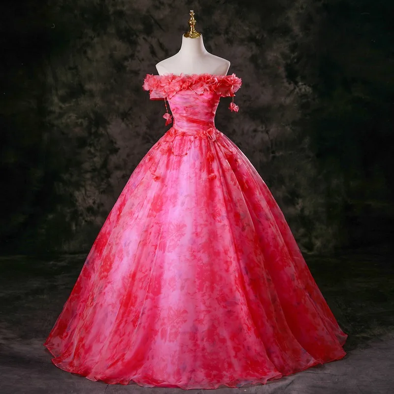 Chiffon with Appliqued Long Dresses Fuchsia
