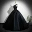 Vintage / Retro Black Satin Prom Dresses 2025 Ball Gown One-Shoulder Sleeveless Backless Bow Sash Floor-Length / Long Formal Dresses