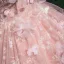 Wróżka Kwiatowa Rumieniąc Różowy Motyl Aplikacje Cekiny Sukienki Na Bal 2025 Suknia Balowa Przy Ramieniu Kótkie Rękawy Bez Pleców Długie Bal Sukienki Wizytowe