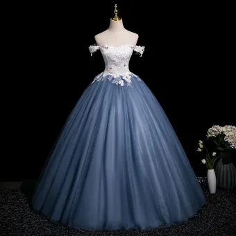 Elegantes Océano Azul Rebordear Lentejuelas Apliques Vestidos De Gala 2025 Ball Gown Fuera Del Hombro Manga Corta Sin Espalda Largos Gala Vestidos Formales