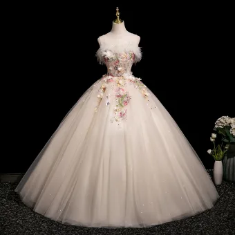 Fine Champagne Beading Paljetter Blonder Blomst Dusk Ballkjoler 2025 Ballkjole Scoop Halsen Uten Ermer Ryggløse Lange Ball Formelle Kjoler