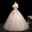 Chic / Beautiful Champagne Beading Sequins Lace Flower Tassel Prom Dresses 2025 Ball Gown Scoop Neck Sleeveless Backless Floor-Length / Long Prom Formal Dresses