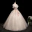 Chic / Beautiful Champagne Beading Sequins Lace Flower Tassel Prom Dresses 2025 Ball Gown Scoop Neck Sleeveless Backless Floor-Length / Long Prom Formal Dresses