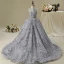Chic / Beautiful Church Wedding Party Dresses 2017 Flower Girl Dresses Silver Ball Gown Asymmetrical Scoop Neck Sleeveless Rhinestone Metal Sash Appliques Flower
