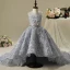 Chic / Beautiful Church Wedding Party Dresses 2017 Flower Girl Dresses Silver Ball Gown Asymmetrical Scoop Neck Sleeveless Rhinestone Metal Sash Appliques Flower