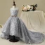 Chic / Beautiful Church Wedding Party Dresses 2017 Flower Girl Dresses Silver Ball Gown Asymmetrical Scoop Neck Sleeveless Rhinestone Metal Sash Appliques Flower