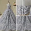 Chic / Beautiful Church Wedding Party Dresses 2017 Flower Girl Dresses Silver Ball Gown Asymmetrical Scoop Neck Sleeveless Rhinestone Metal Sash Appliques Flower