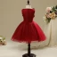 Chic / Beautiful Hall Wedding Party Dresses 2017 Flower Girl Dresses Burgundy Short Ball Gown Cascading Ruffles V-Neck Sleeveless Bow Rhinestone Appliques Flower