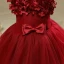 Chic / Beautiful Hall Wedding Party Dresses 2017 Flower Girl Dresses Burgundy Short Ball Gown Cascading Ruffles V-Neck Sleeveless Bow Rhinestone Appliques Flower