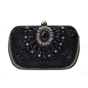 Vintage Retro Black Pearl Rhinestone Sequins Cocktail Party Prom Clutch Bags 2022