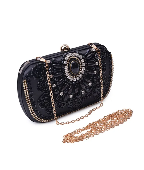 Vintage / Originale Noire Perle Faux Diamant Paillettes Cocktail Promo Pochette 2022