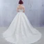 Chic / Belle Église Robe De Mariée 2017 Blanche Princesse Cathedral Train Volants en Cascade Encolure Dégagée Manches Courtes Dos Nu Dentelle Appliques Fleur Cristal Paillettes Perlage