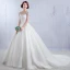 Chic / Belle Église Robe De Mariée 2017 Blanche Princesse Cathedral Train Volants en Cascade Encolure Dégagée Manches Courtes Dos Nu Dentelle Appliques Fleur Cristal Paillettes Perlage