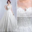 Chic / Belle Église Robe De Mariée 2017 Blanche Princesse Cathedral Train Volants en Cascade Encolure Dégagée Manches Courtes Dos Nu Dentelle Appliques Fleur Cristal Paillettes Perlage