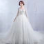 Chic / Belle Église Robe De Mariée 2017 Blanche Princesse Cathedral Train Volants en Cascade Encolure Dégagée Manches Longues Dos Nu Dentelle Appliques Fleur Perle Faux Diamant