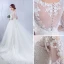 Chic / Belle Église Robe De Mariée 2017 Blanche Princesse Cathedral Train Volants en Cascade Encolure Dégagée Manches Longues Dos Nu Dentelle Appliques Fleur Perle Faux Diamant