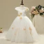 Chic / Beautiful Church Wedding Party Dresses 2017 Flower Girl Dresses White A-Line / Princess Floor-Length / Long Cascading Ruffles Scoop Neck Short Sleeve Embroidered Flower Beading