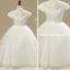 Chic / Beautiful Church Wedding Party Dresses 2017 Flower Girl Dresses White A-Line / Princess Floor-Length / Long Cascading Ruffles Scoop Neck Short Sleeve Embroidered Flower Beading