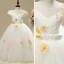 Chic / Beautiful Church Wedding Party Dresses 2017 Flower Girl Dresses White A-Line / Princess Floor-Length / Long Cascading Ruffles Scoop Neck Short Sleeve Embroidered Flower Beading