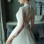 Chic / Beautiful Outdoor / Garden Wedding Dresses 2017 Lace Flower Pearl High Neck Long Sleeve Floor-Length / Long Hall White Ball Gown