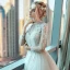 Chic / Beautiful Outdoor / Garden Wedding Dresses 2017 Lace Flower Pearl High Neck Long Sleeve Floor-Length / Long Hall White Ball Gown