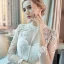 Chic / Beautiful Outdoor / Garden Wedding Dresses 2017 Lace Flower Pearl High Neck Long Sleeve Floor-Length / Long Hall White Ball Gown