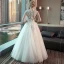 Chic / Beautiful Outdoor / Garden Wedding Dresses 2017 Lace Flower Pearl High Neck Long Sleeve Floor-Length / Long Hall White Ball Gown