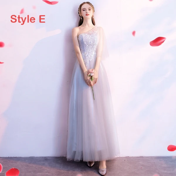 Chic / Beautiful Grey Bridesmaid Dresses 2018 A-Line / Princess 1/2 Sleeves Appliques Lace Backless Floor-Length / Long Ruffle Wedding Party Dresses