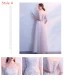 Chic / Beautiful Grey Bridesmaid Dresses 2018 A-Line / Princess 1/2 Sleeves Appliques Lace Backless Floor-Length / Long Ruffle Wedding Party Dresses
