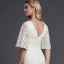 Modest / Simple Ivory Wedding Dresses 2020 Trumpet / Mermaid V-Neck 1/2 Sleeves Appliques Backless Embroidered Wedding