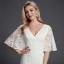 Modest / Simple Ivory Wedding Dresses 2020 Trumpet / Mermaid V-Neck 1/2 Sleeves Appliques Backless Embroidered Wedding