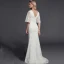 Modest / Simple Ivory Wedding Dresses 2020 Trumpet / Mermaid V-Neck 1/2 Sleeves Appliques Backless Embroidered Wedding