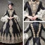 Vintage / Retro Medieval Black Ball Gown Prom Dresses 2021 High Neck Long Sleeve Zipper Up Floor-Length / Long 3D Lace Embroidered Flower Appliques Cosplay Prom Formal Dresses